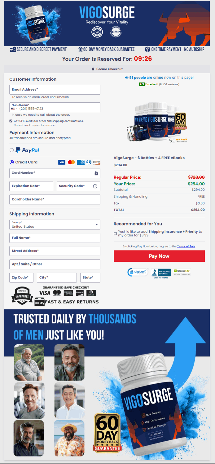 VigoSurge  Secure Checkout Page